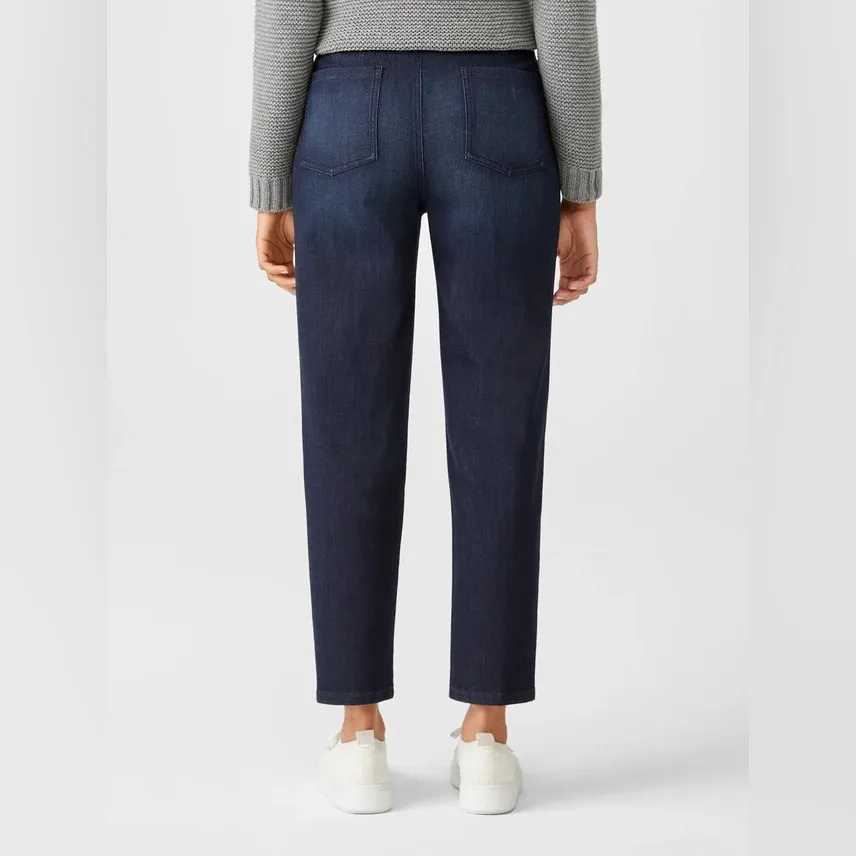 Eileen Fisher Sz 6 Tapered Pant Organic Cotton Stretch Ankle Jeans Dark Wash - Image 11