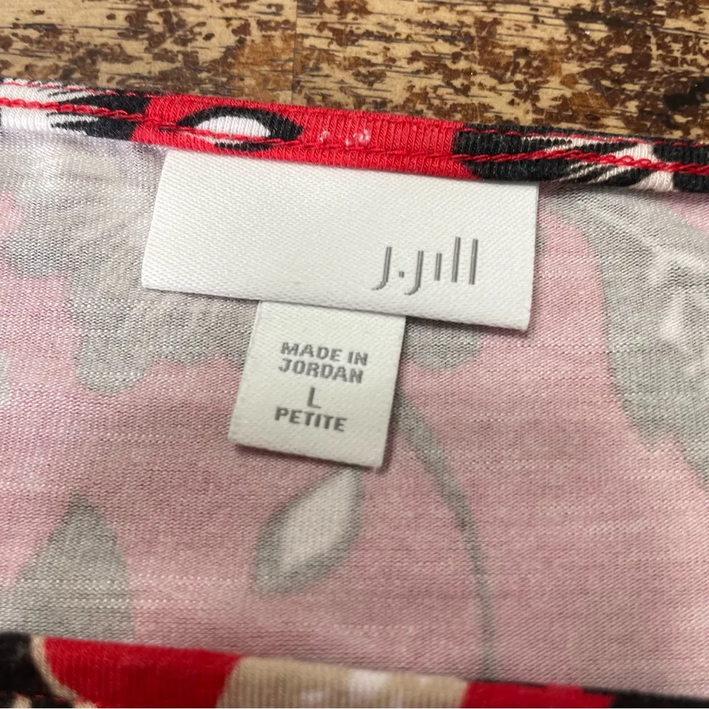 J. Jill Womens Red Floral Knee Length Tank Dress Size‎ LP Large Petite Summer Size undefined - Image 3