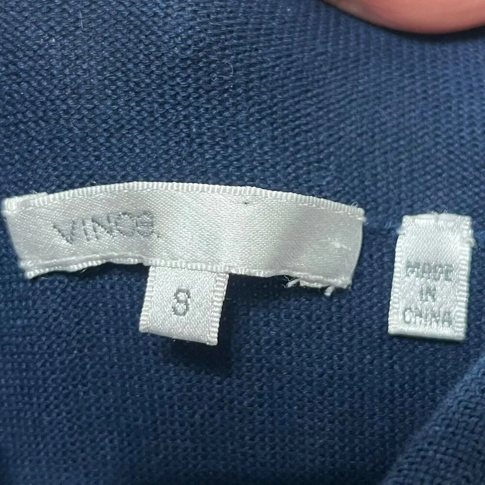 Vince Cowl Funnel Neck Sweater Dress Mini Blue  Cotton Womens Size Small S - Image 12