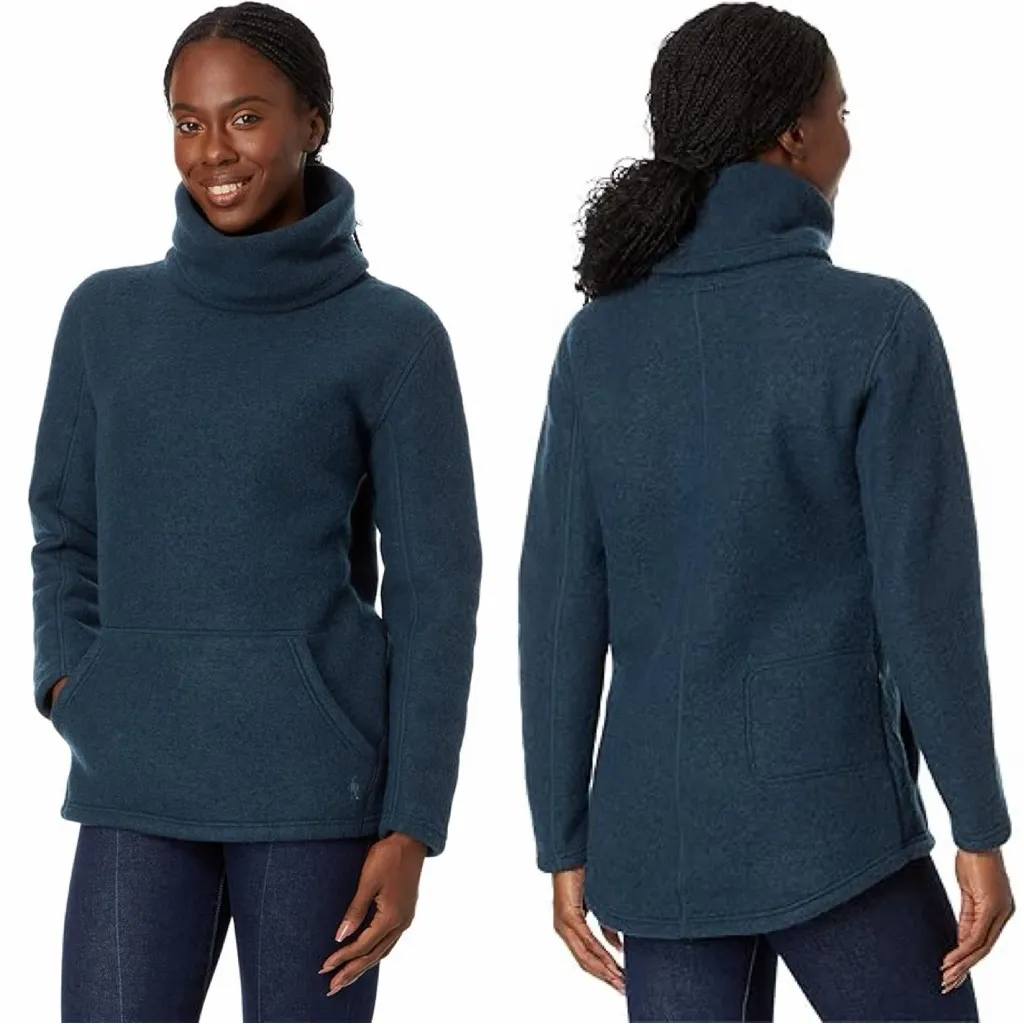 Smartwool Wool Blend Hudson Trail Fleece Pullover Turtleneck in Twilight Blue M - Image 2