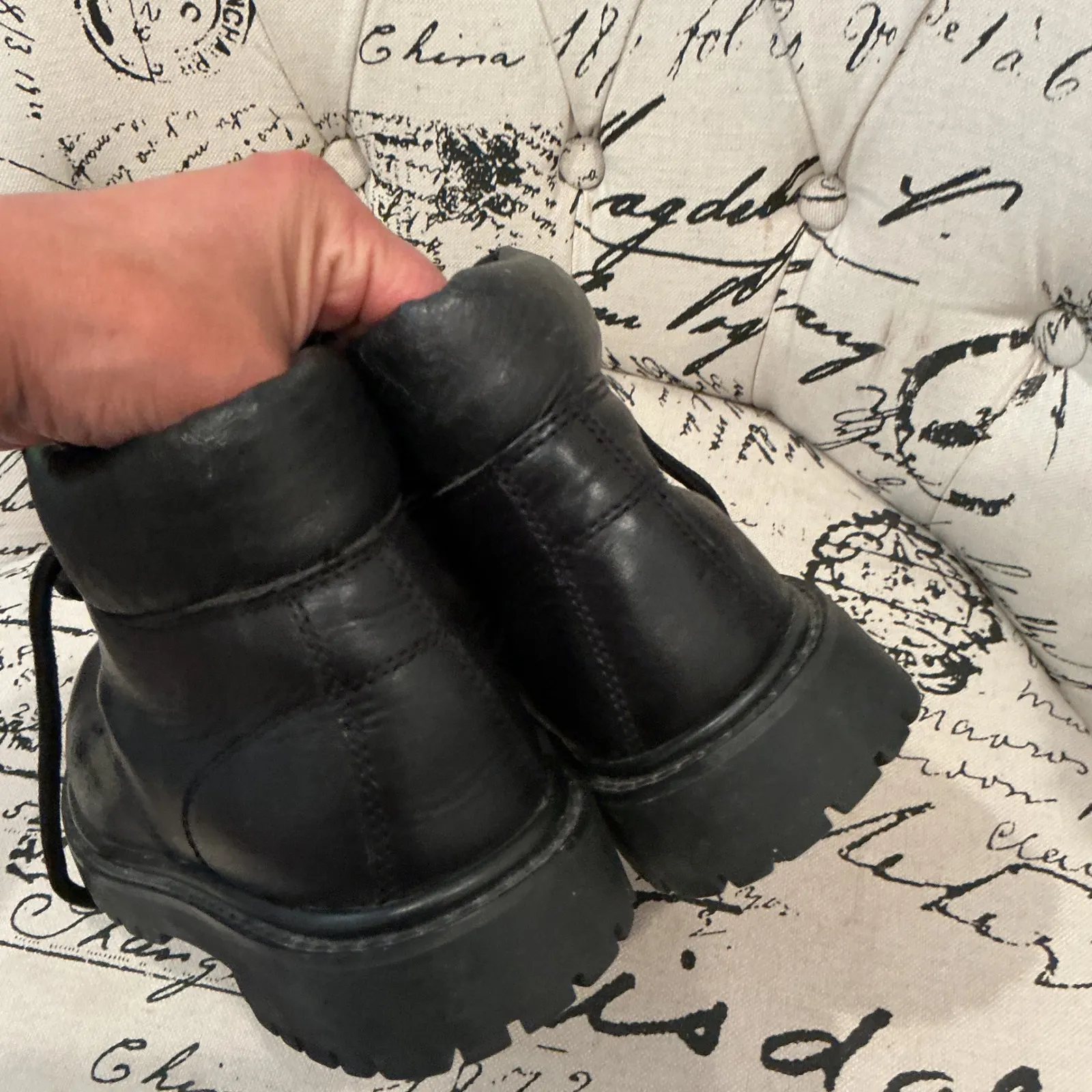 Bass Waterproof Leather Combat Boots Black Lace Up Mens 6.5 M - Image 3