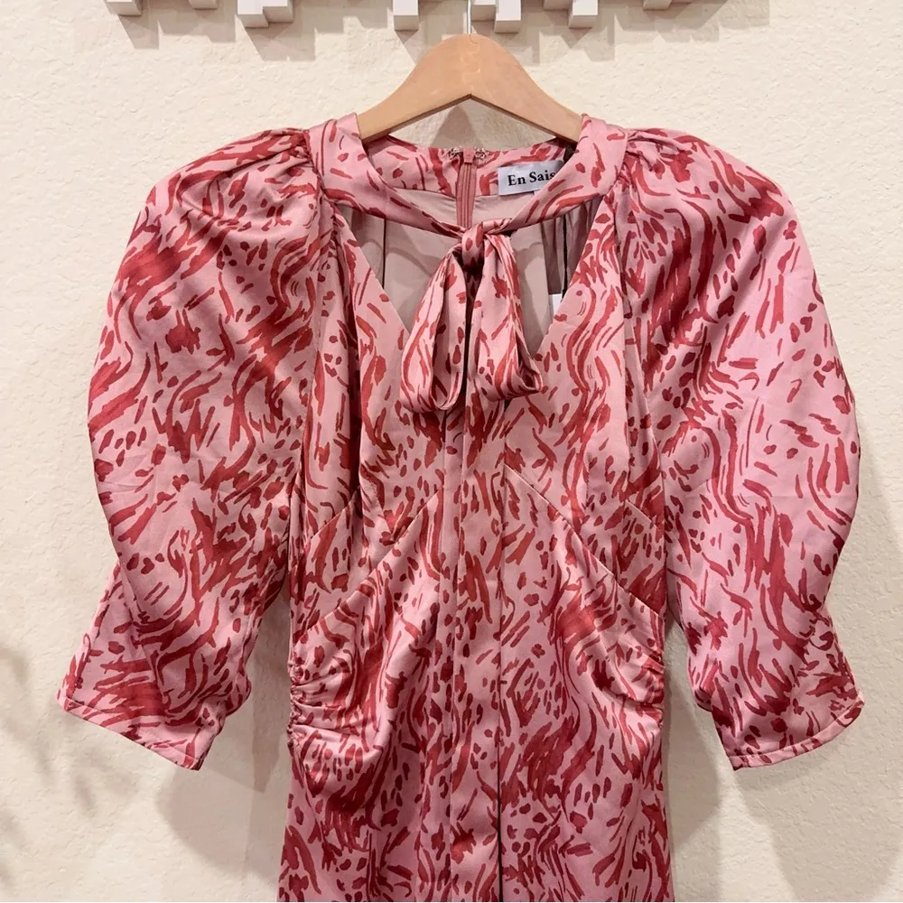 En Saison Selah Satin Floral Midi Dress in Pink Spice Size Small NWT - Image 3