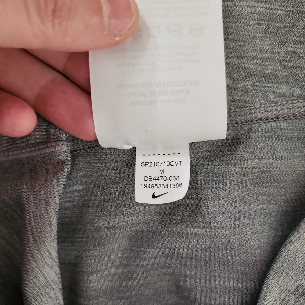 Nike Womens Medium Mid Rise Crop Length Gray Pink Logo Athletic Leggings Dri-Fit - Image 15