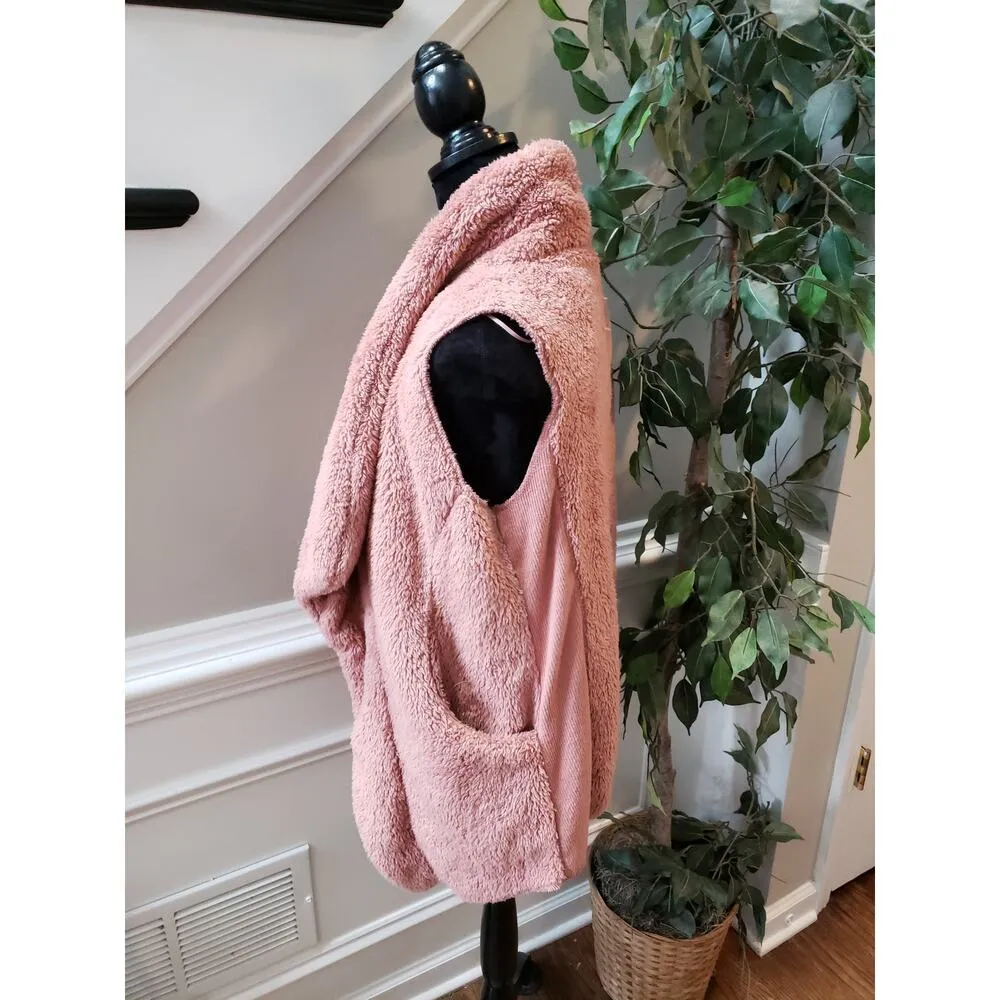 Knox Rose Women's XS Fleece Sherpa Vest Blush Sleeveless Vest Open Front Pockets - Image 5