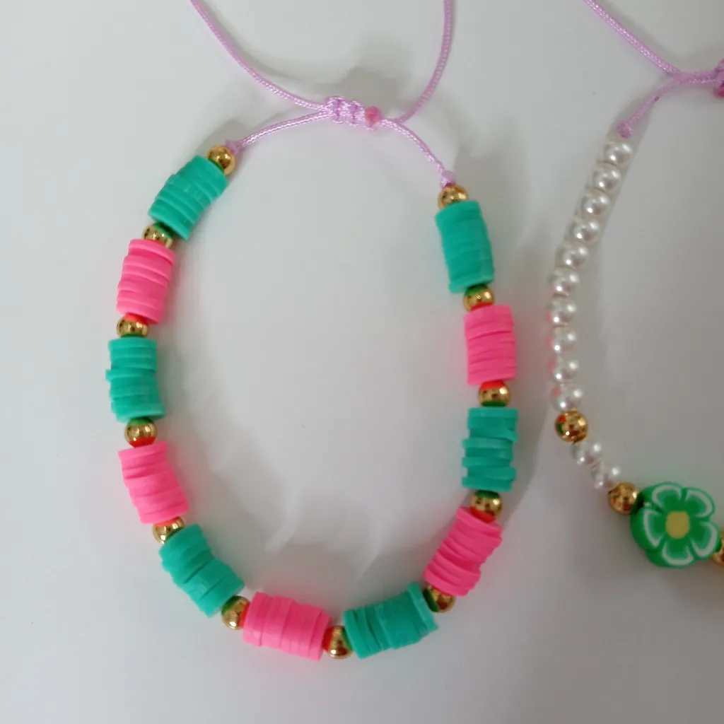 Handmade  Clay Beaded Bracelet Adjustable - Image 6