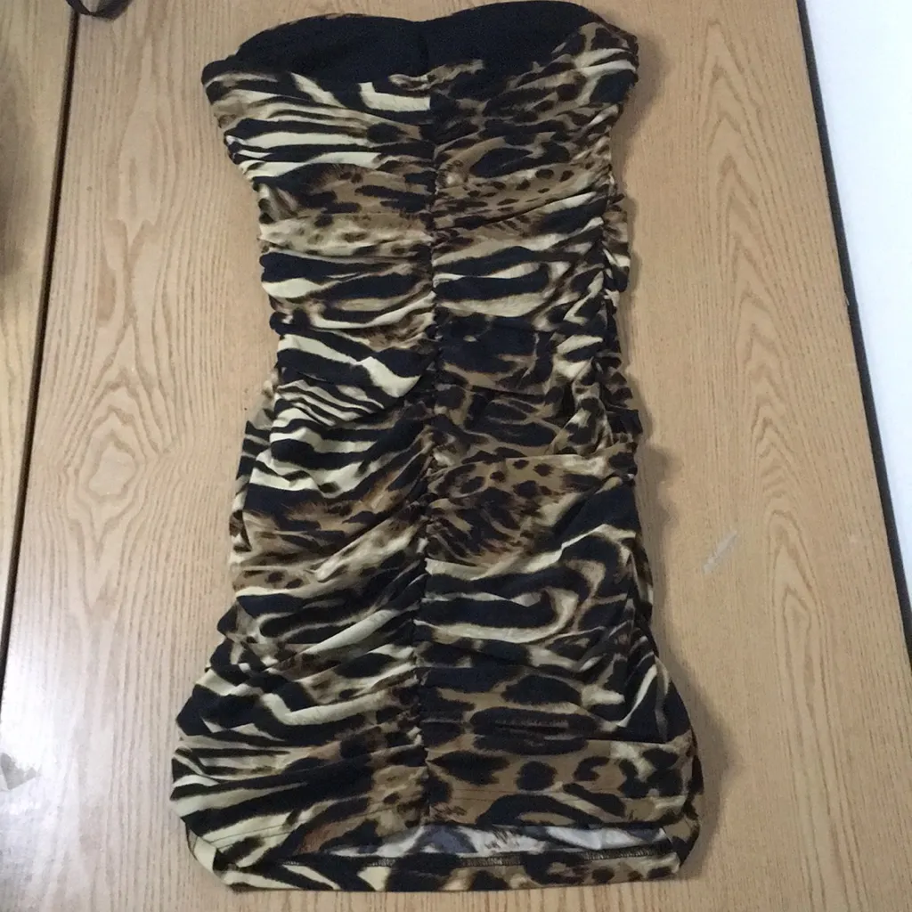 Women’s Alyn Paige NY Animal Print Ruched Strapless Dress Size Small - Image 7