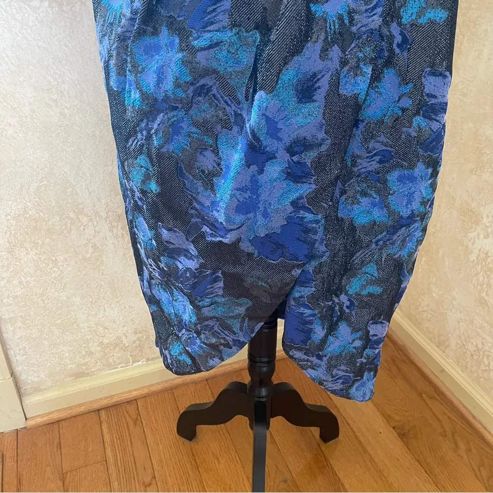 AIDAN MATTOX by ADRIANNA PAPELL Stretch Jacquard Midi Dress Blue Metallic Sz 16 - Image 17