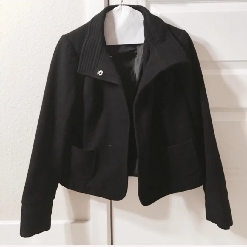 3 for $15!! Trendy Chic Old Navy Black Moto Wool Jacket - Image 2