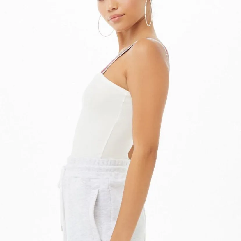 White Striped-Trim Bodysuit - Image 6