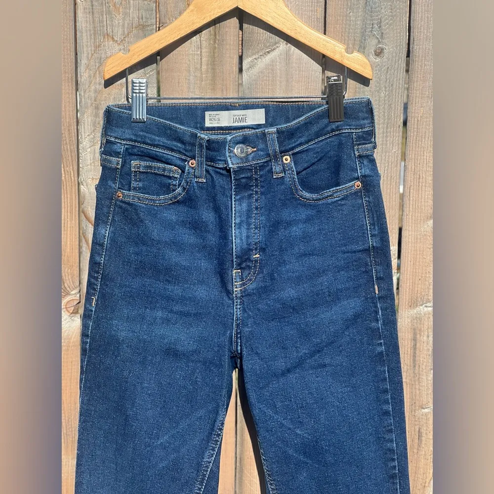 Topshop high rise moto jamie  jeans in rich blue - Image 7