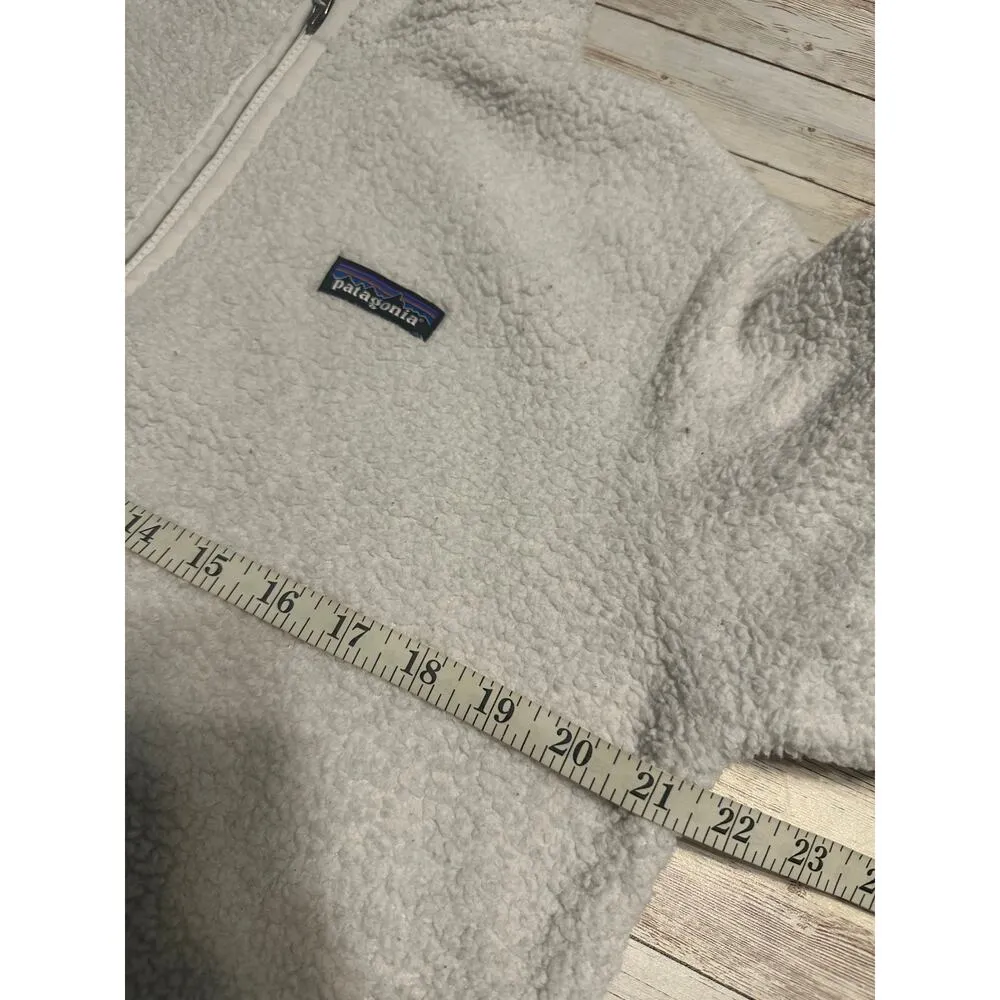 Patagonia Quarter Zip Sherpa Fleece Pullover Women Medium Off White Warm Hiking - Image 6