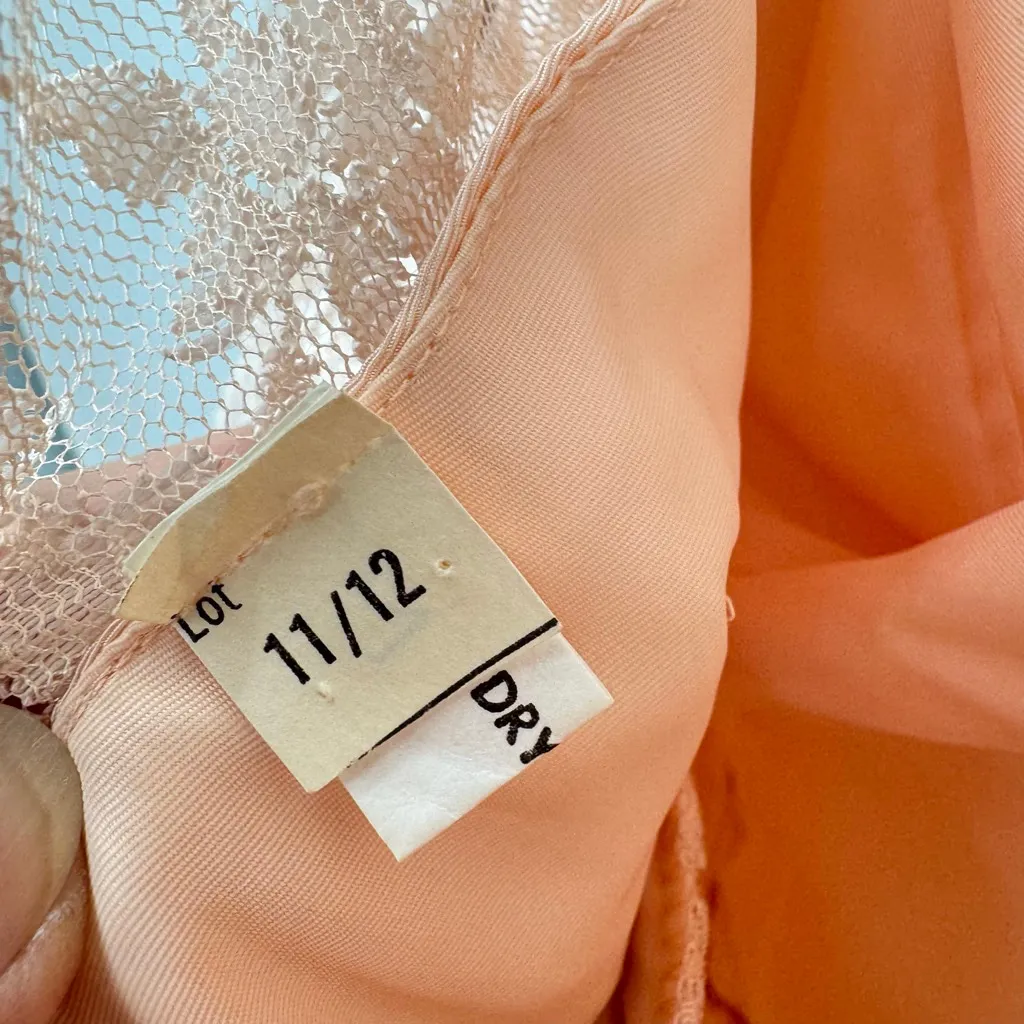 Vintage Totally 80s Peach Lace & Satin Formal Dress Huge Bow Molly Ringwald Size 6 - Image 10