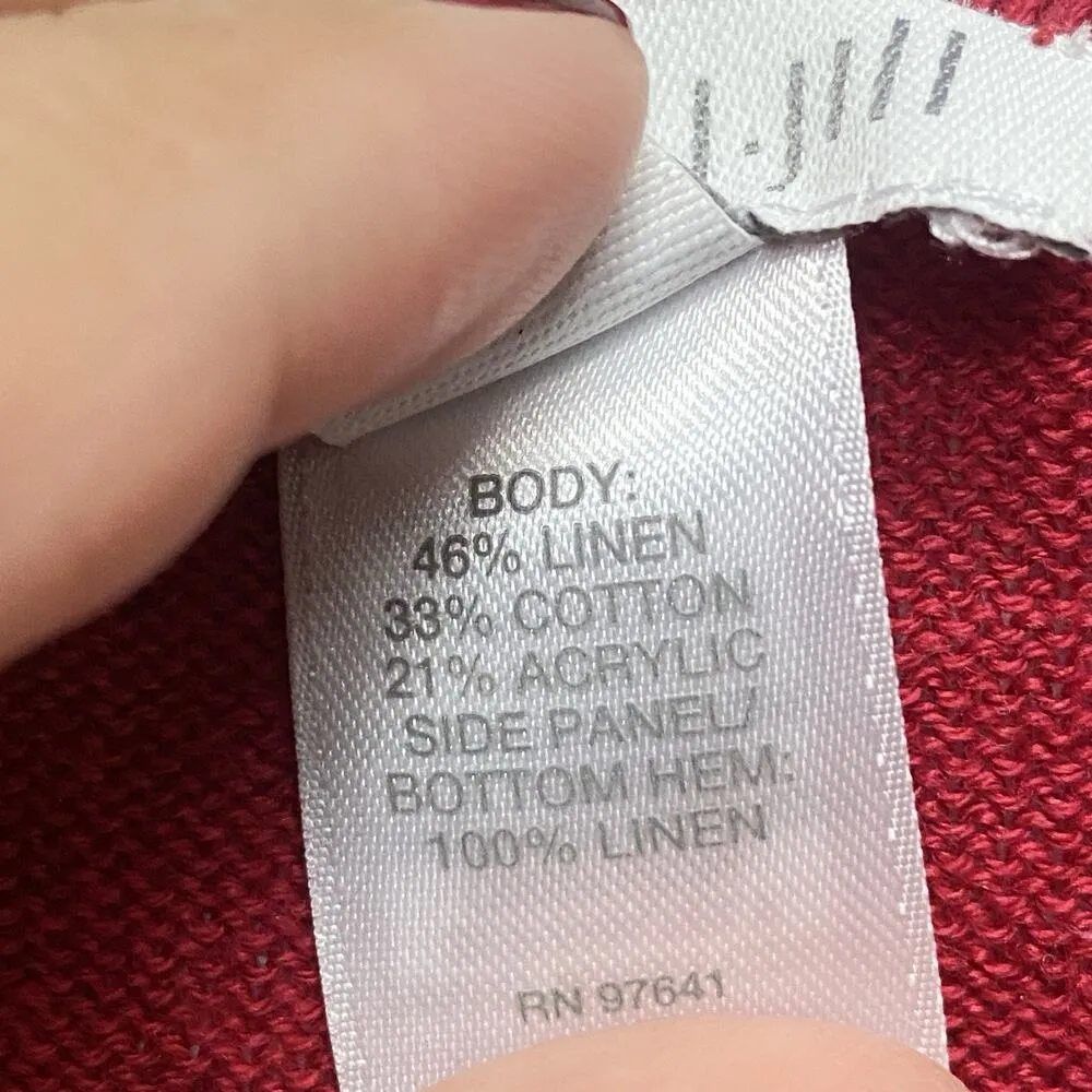 J Jill Shirt Womens Large Linen Blend Red White 3/4 sleeve Casual Ladies Spring - Image 4