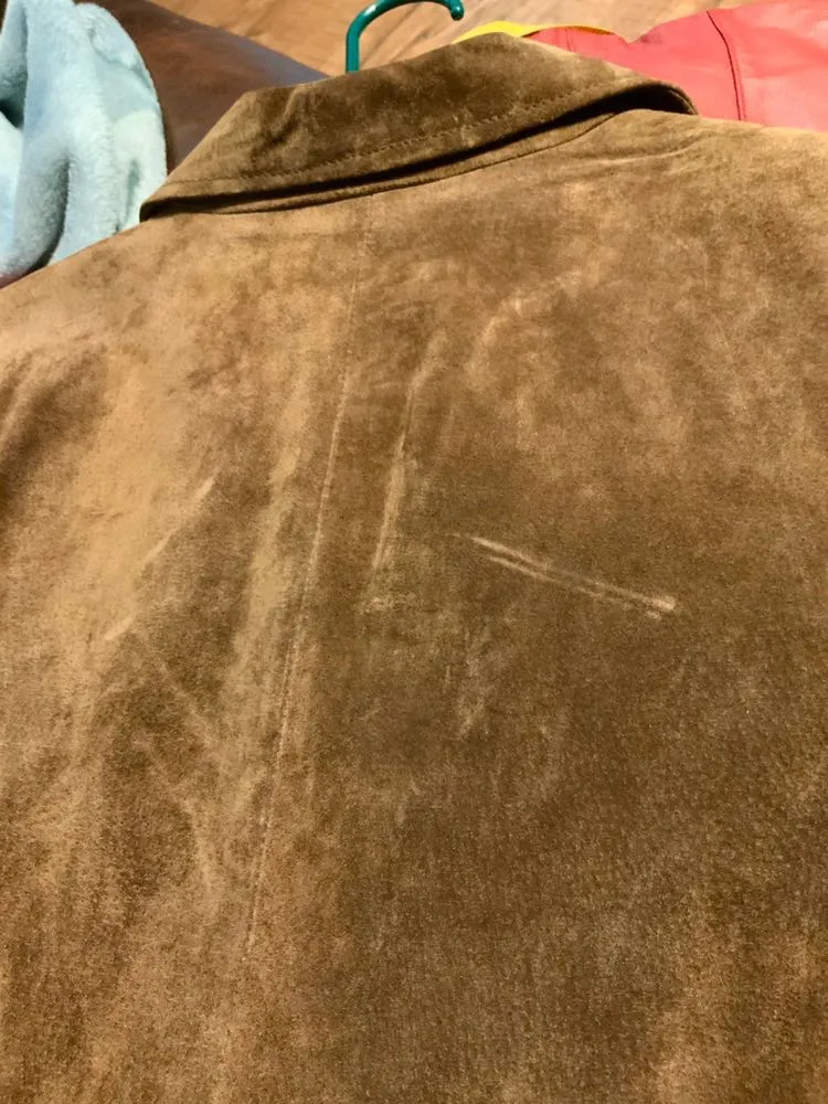 Rust Brown Suede Jacket Coat Lg - Image 4