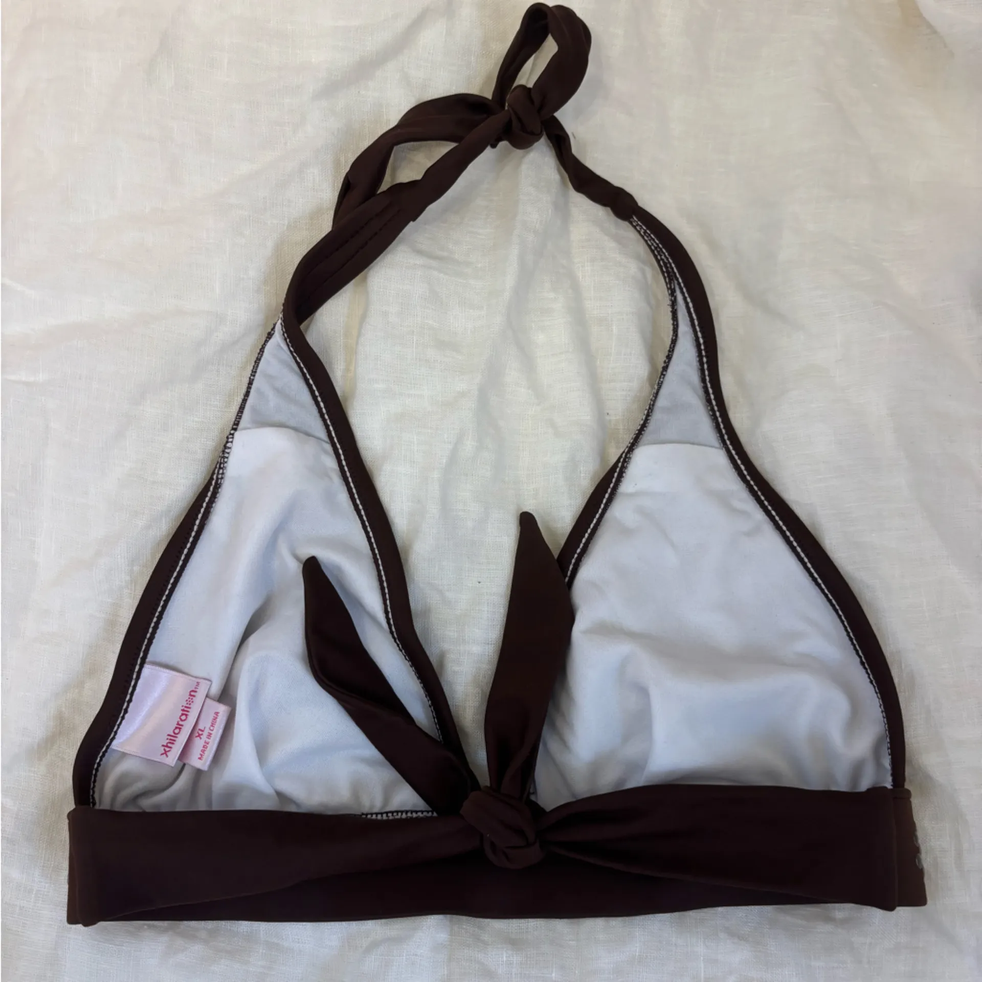 Vintage Bikini Top Brown Western Cowboy Halter Swim XL - Image 3