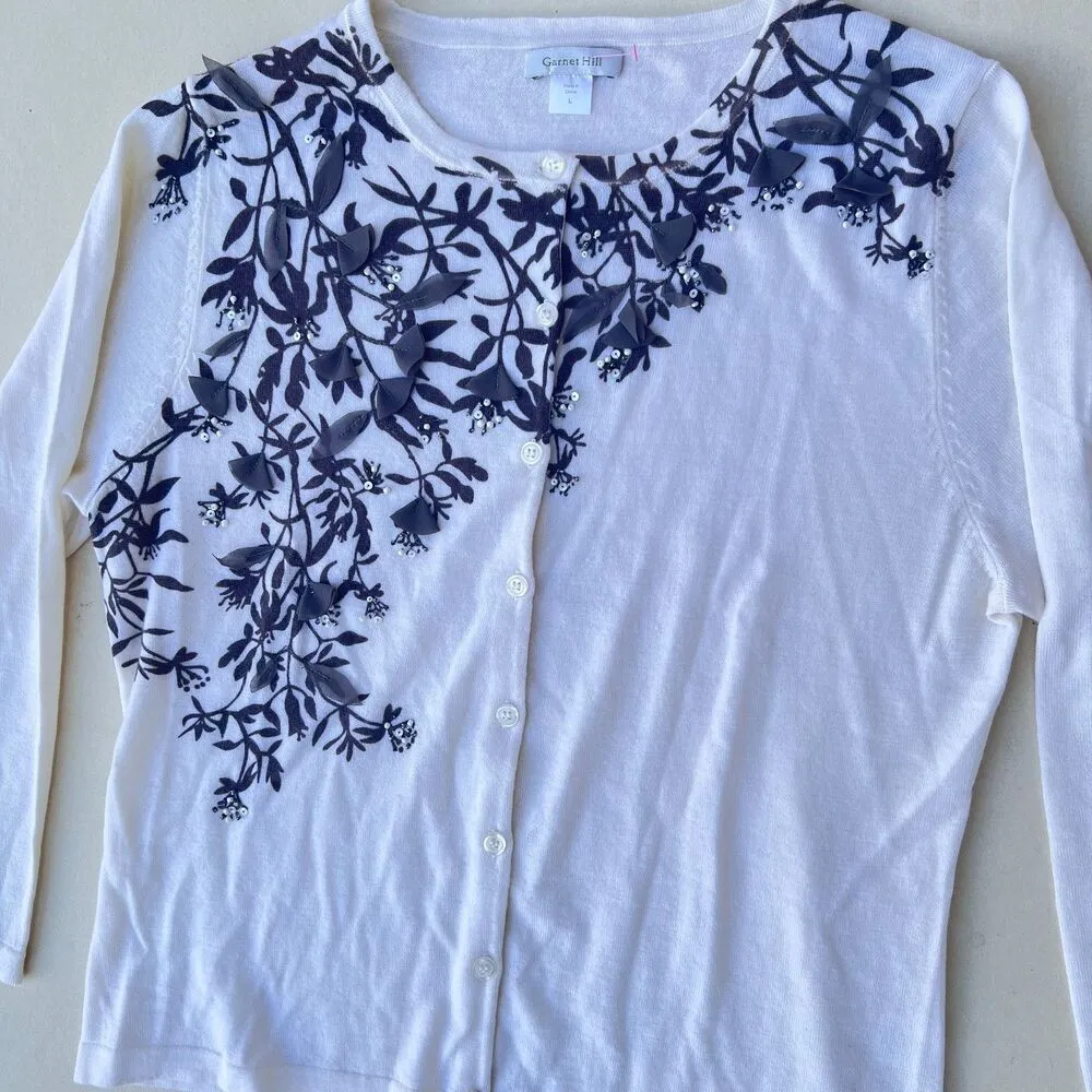 Garnet Hill 100% Merino wool sweater romantic chic luxury cream size L - Image 6