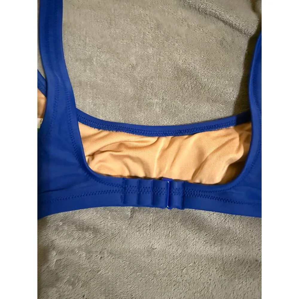 NWT J.Crew Heritage Scoop Neck Bikini Top Venetian Blue Size Extra‎ Small XS - Image 5