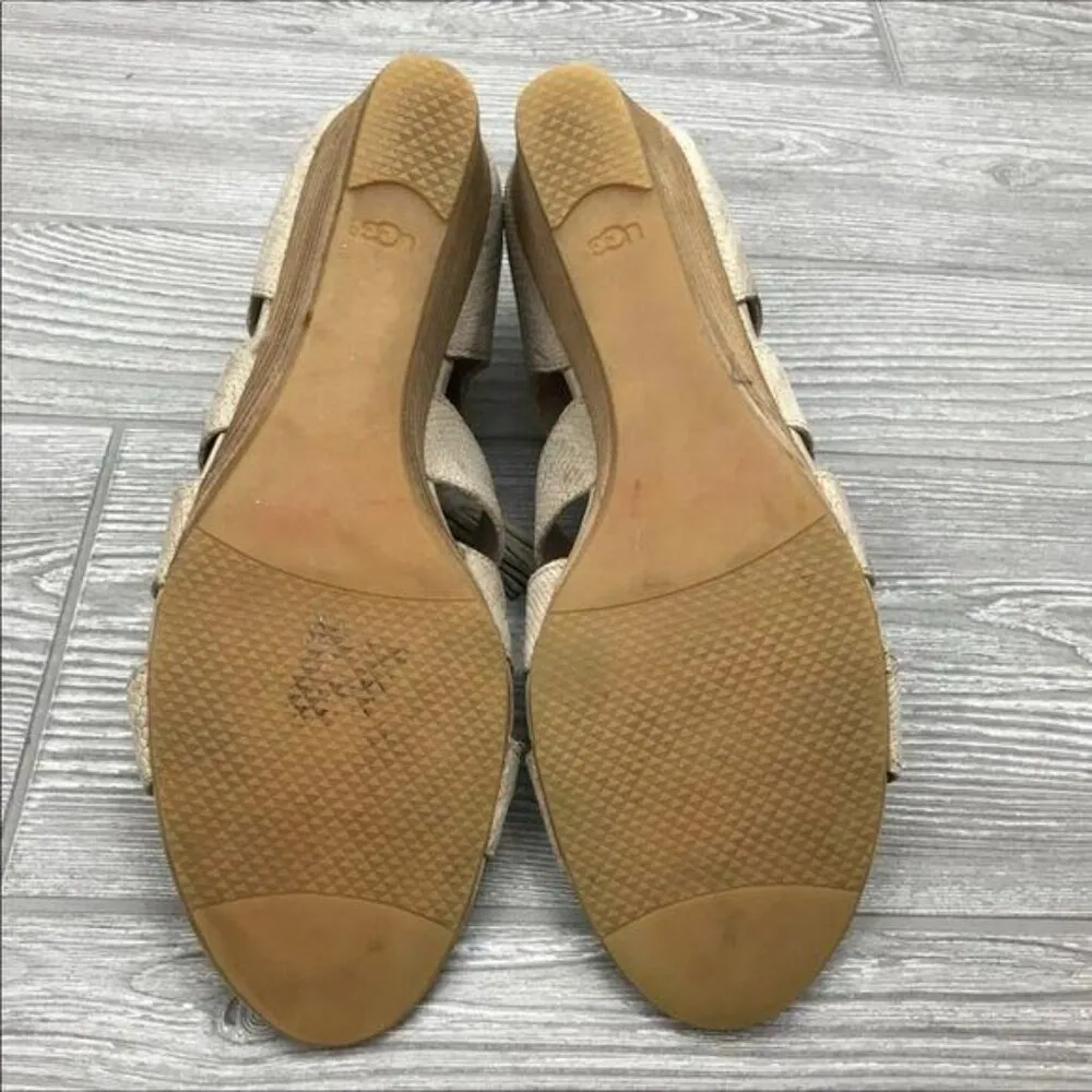 Ugg brown faux snakeskin print sandals shoes wedge heels size 9.5 - Image 5