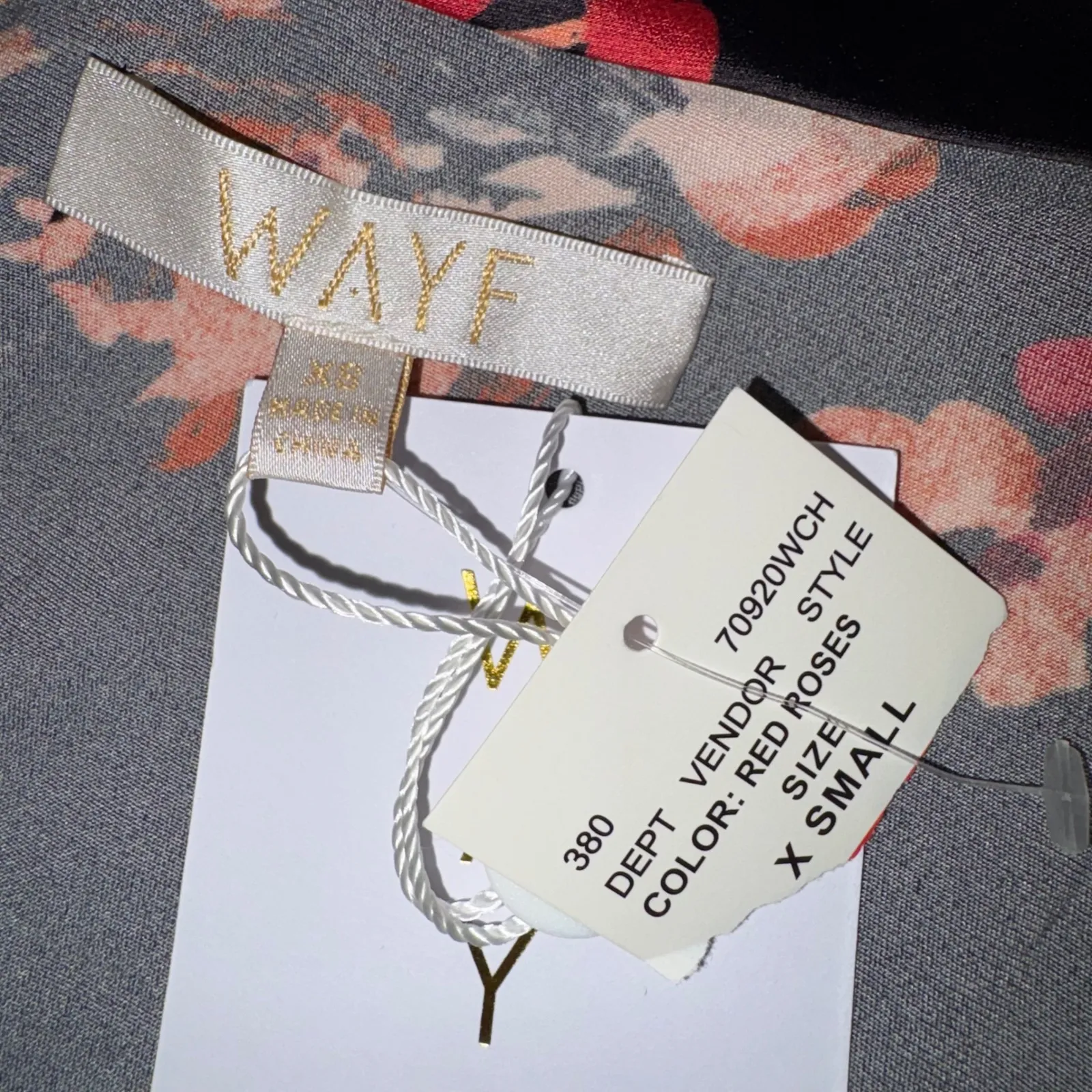 WAYF Black Red Roses Off Shoulder Long Sleeve Satin Blouse Holiday party blouse - Image 6