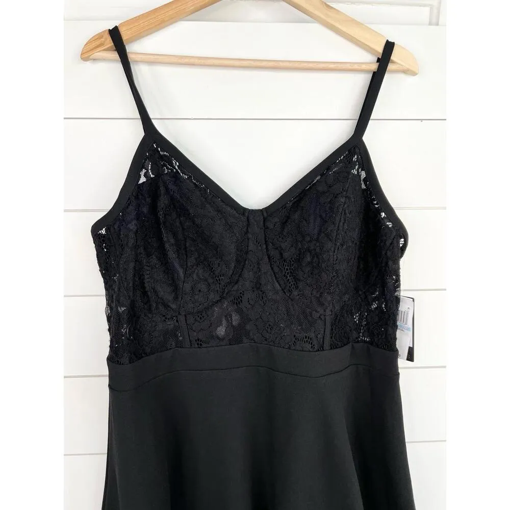 City Studio Black Lace Corset Bodice Spaghetti Straps ALine Dress Plus Size 20W - Image 5