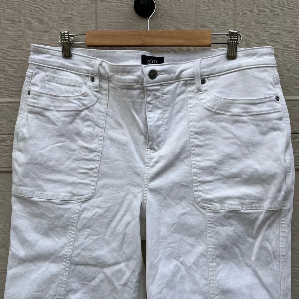 NYDJ Wide Leg Denim Pedal Pusher Capri Pants Optic White Size 16 EUC - Image 3