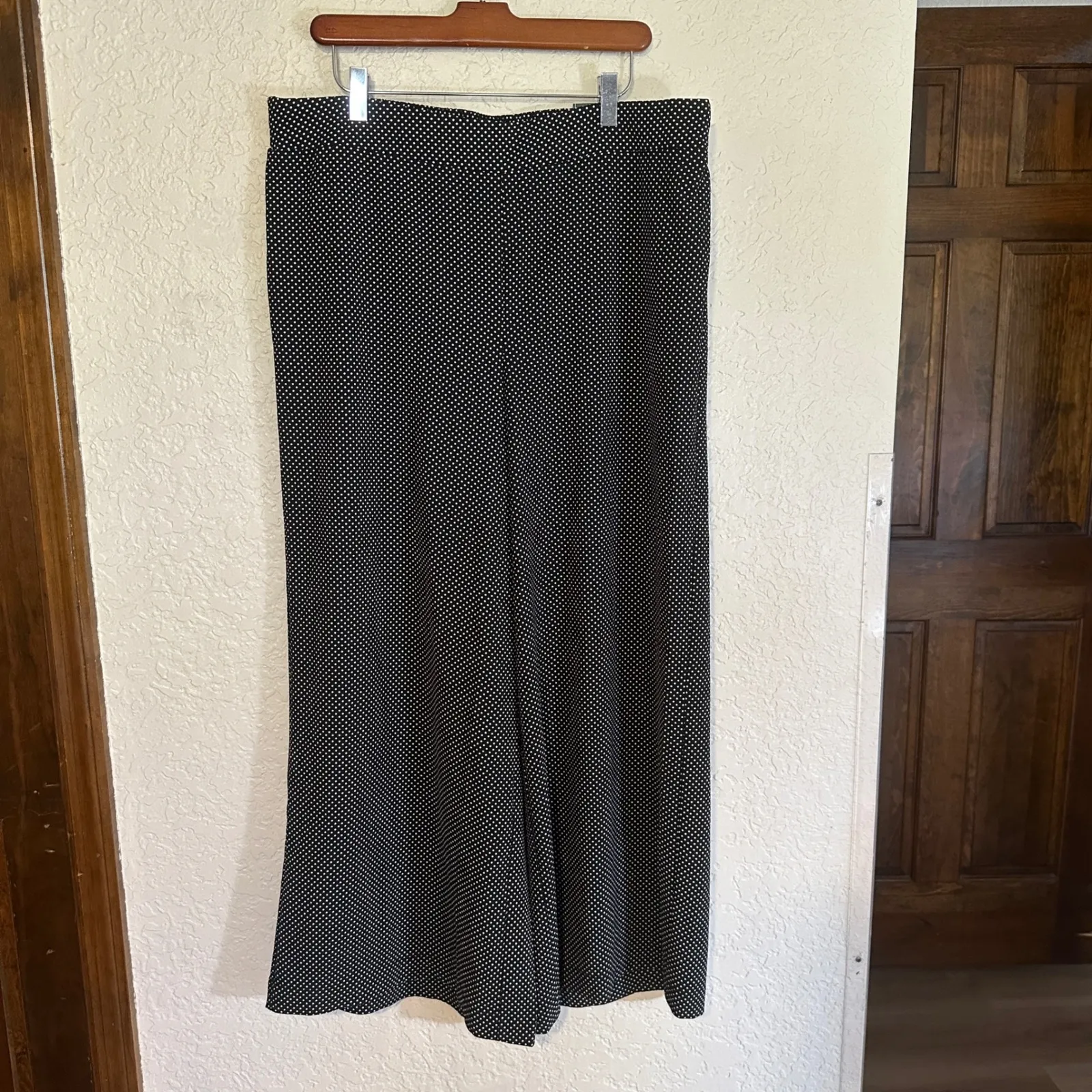 Adrianna Papell  XLarge XL Black White High Rise Wide Leg Polka Dot Pants - Image 2