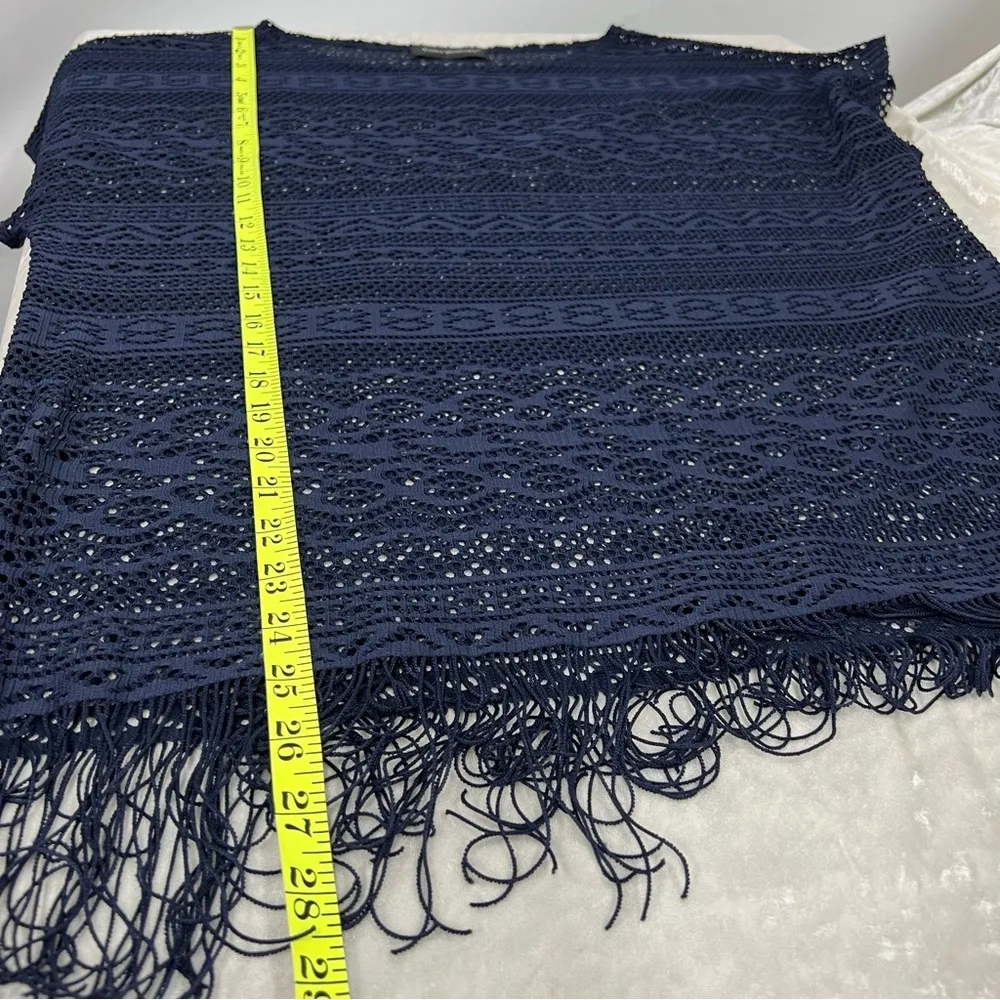 Travel Elements women’s OS top fits all crochet cutouts cover up navy fringe hem Blue Size undefined - Image 8