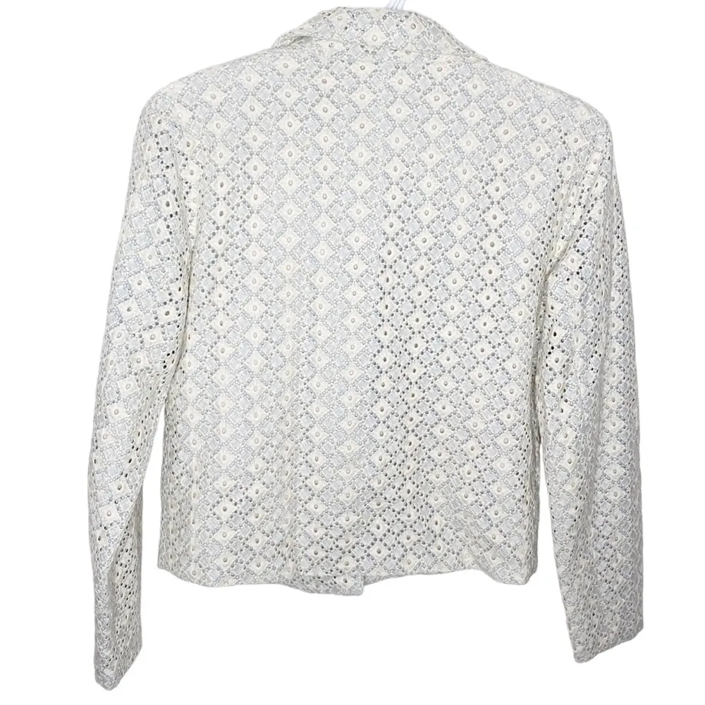 Dolan Anthropologie Left Cost Collection Rossi floral eyelet Moto jacket size S White - Image 2