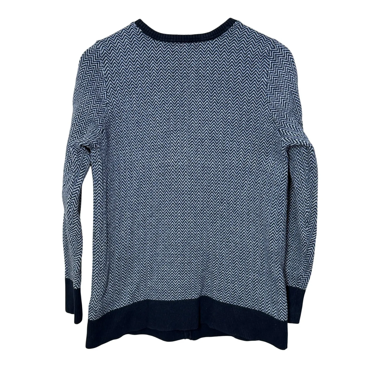 LLBean Women's Herringbone Knit Cardigan Sweater Cotton Cashmere Size M Coastal Blue Size M - Image 6