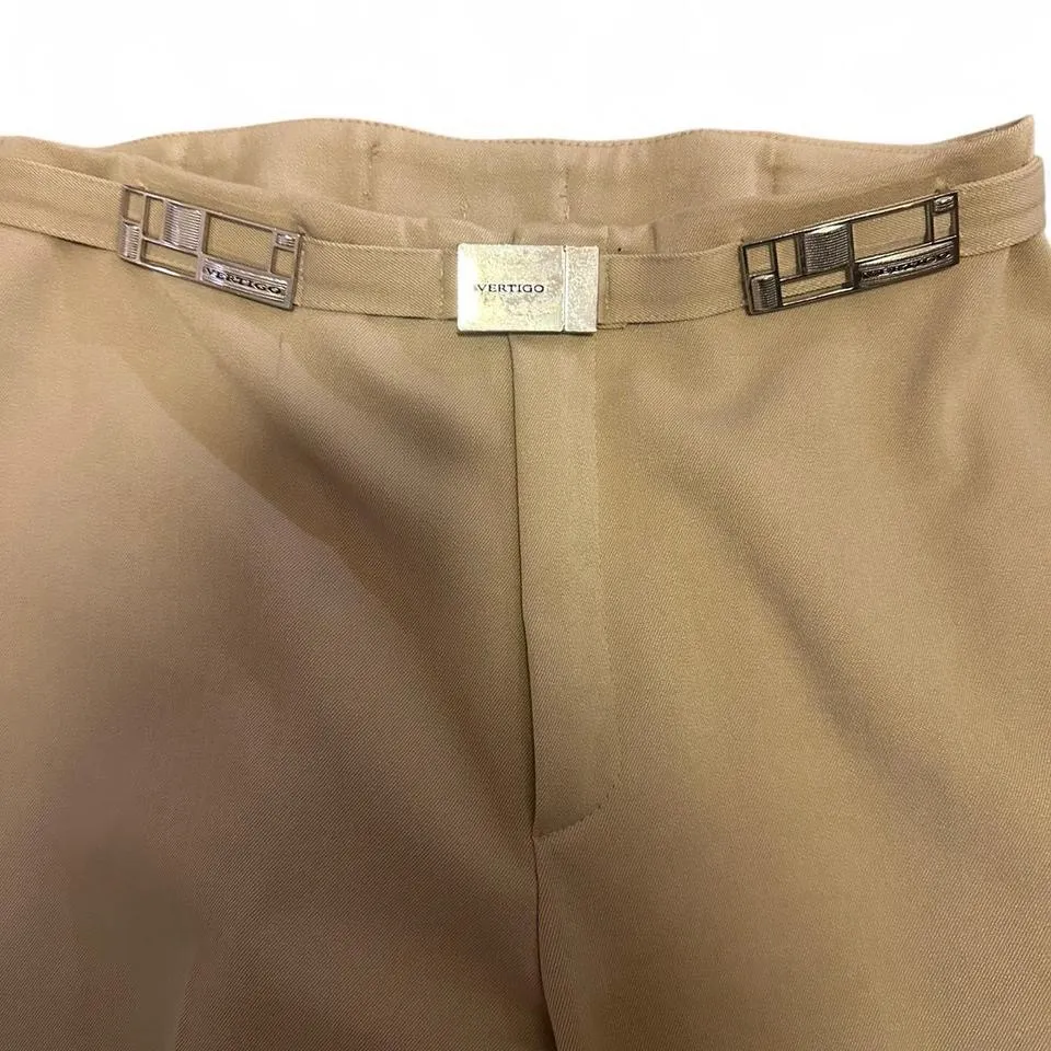 Vertigo Camel Tailored Dress Pants with Signature Hardware Belt | Size 4 - Image 4