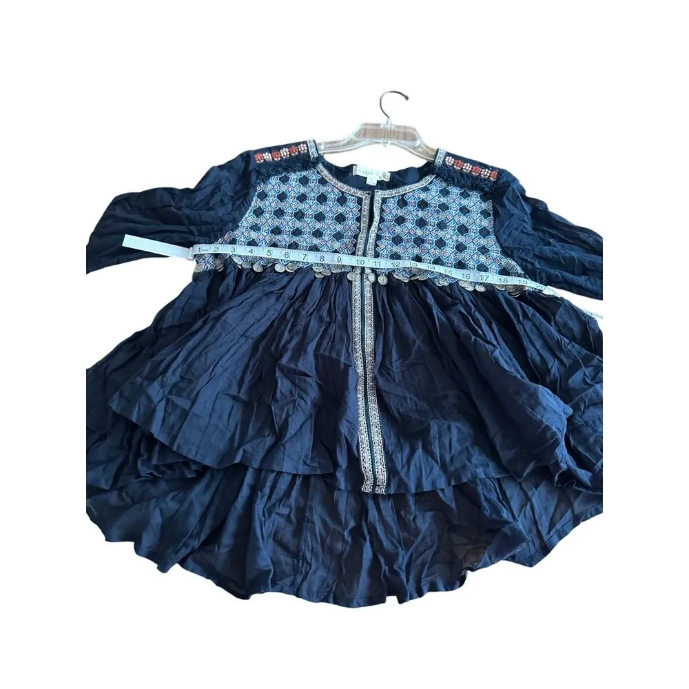 LoveStitch Embroidered Floral Coin Blouse Women M Boho Retro 90s Cottagecore - Image 7