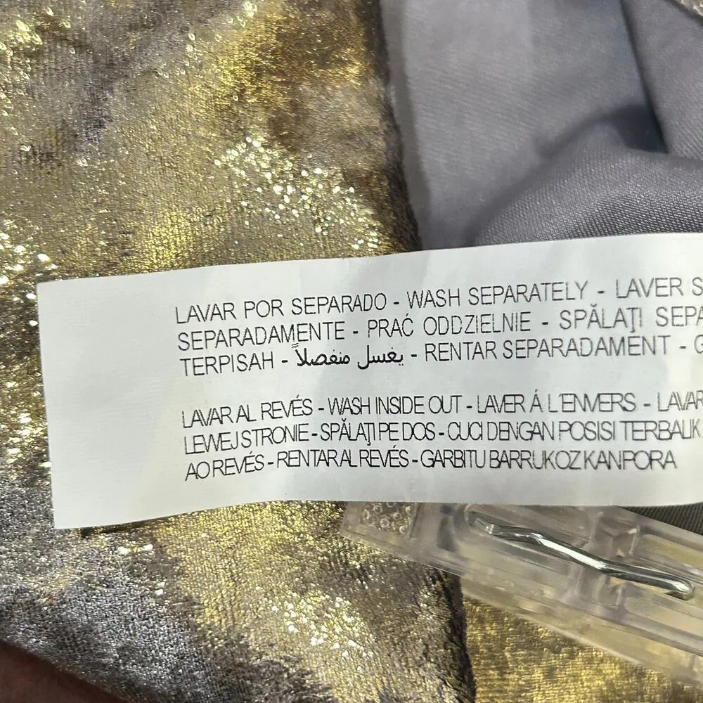 Zara Dress Womens S Metallic Gold Spagetthi‎ Strap Pleated Mini Party Cocktail - Image 10