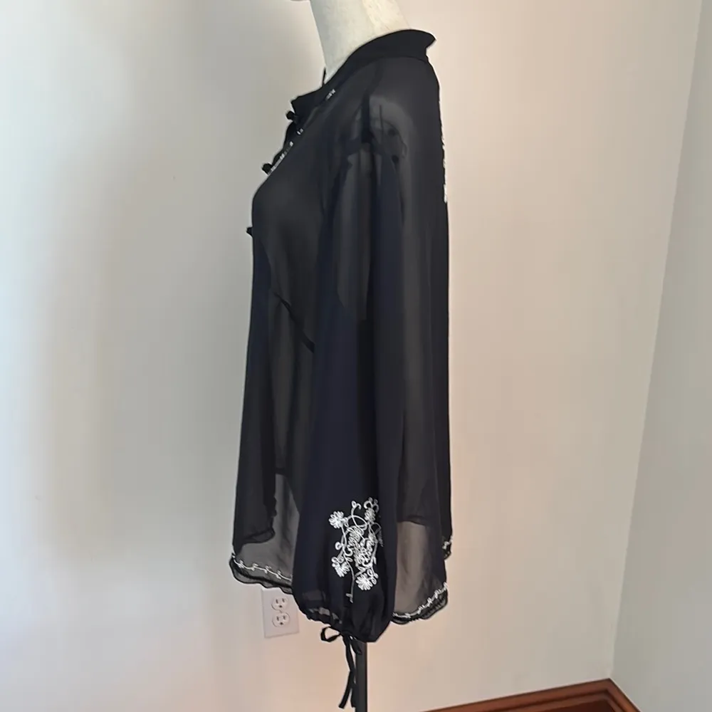 Lane Bryant Black Embellished Mandarin Collar Blouse - Image 3