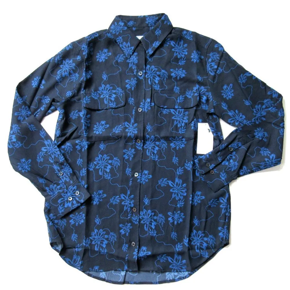 NWT Equipment Signature in Eclipse Blue Coatier Floral Button Down Shirt XS $280 - Image 2