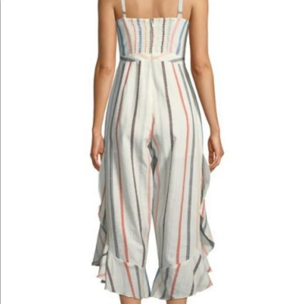 Red Carter Embroidered Split Leg Ruffle Jumpsuit - Image 4