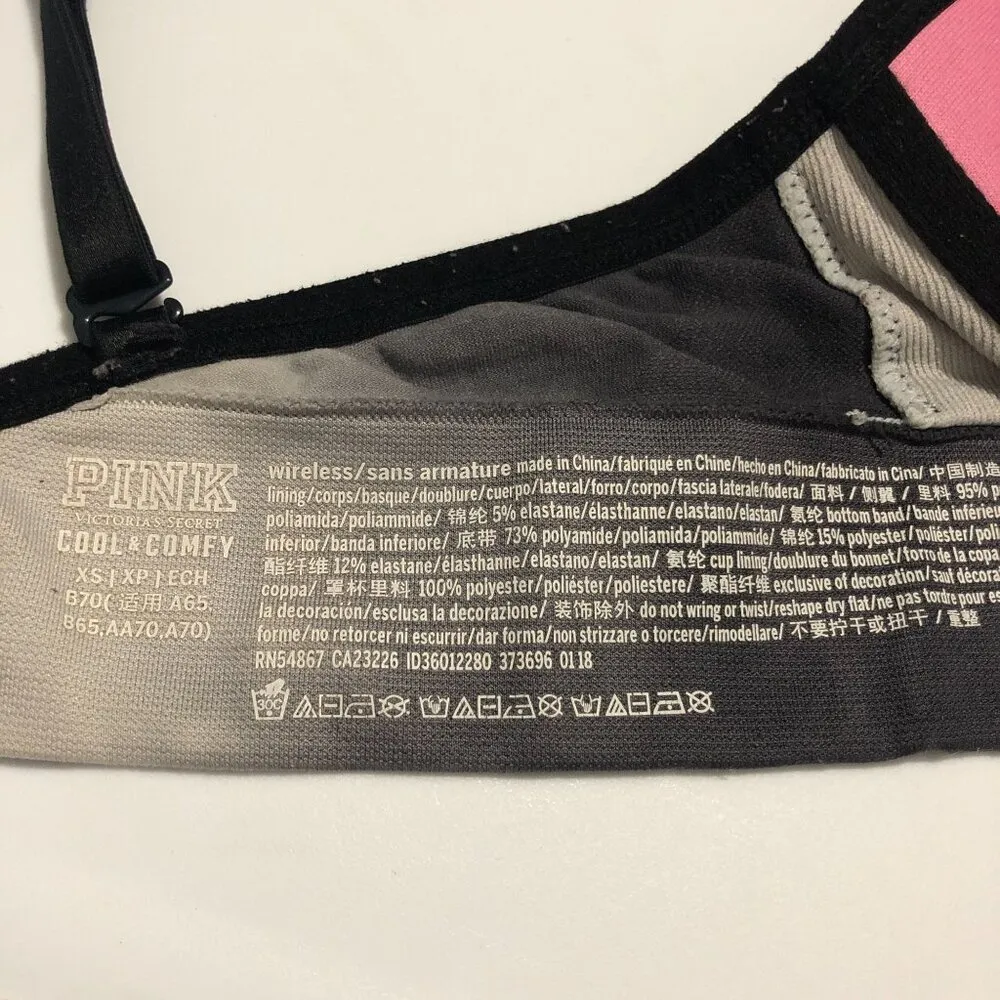 PINK Victoria's Secret Bra Cool & Comfy Wireless Logo Ombre Gray XS - Image 2