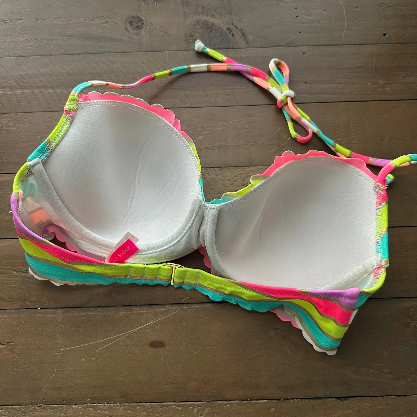 Victoria's Secret 2014 Rainbow Striped Bikini Top - 34C - Image 3