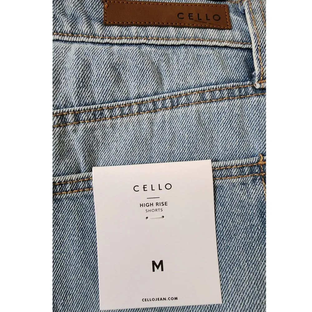 Cello Rip Tide Light Wash High Rise Frayed Hem Denim Shortie Shorts NEW - Image 6