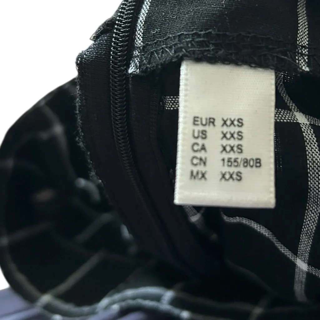 Navy Blue Checkered Mini Skirt – Double Front Slits, Y2K Preppy Grunge Style XXS - Image 9