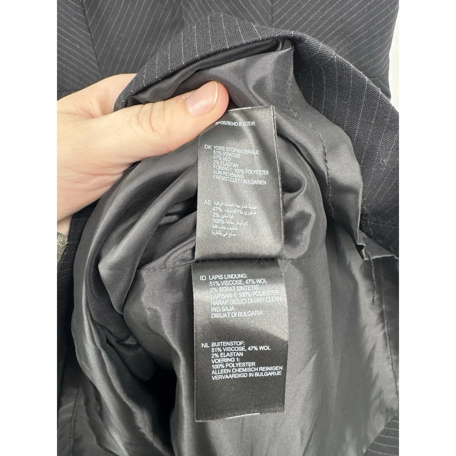 Reiss Bodycon Mini Formal Business Dress Women 6 Black Pinstripe Corpcore - Image 5