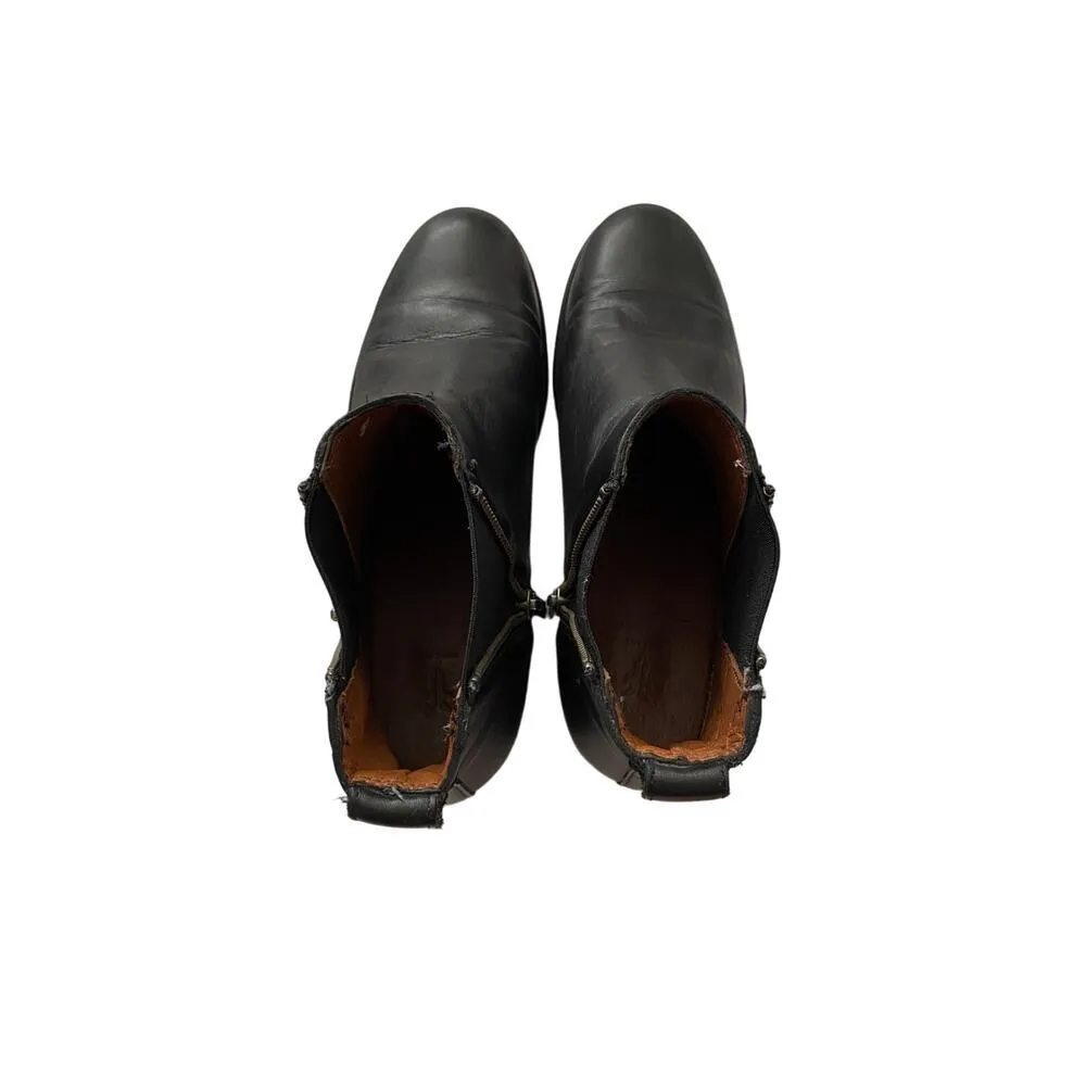 FRYE 1" Heel Carly Black Leather Zip Round-Toe Chelsea Boots Fall - Women 6.5 - Image 5