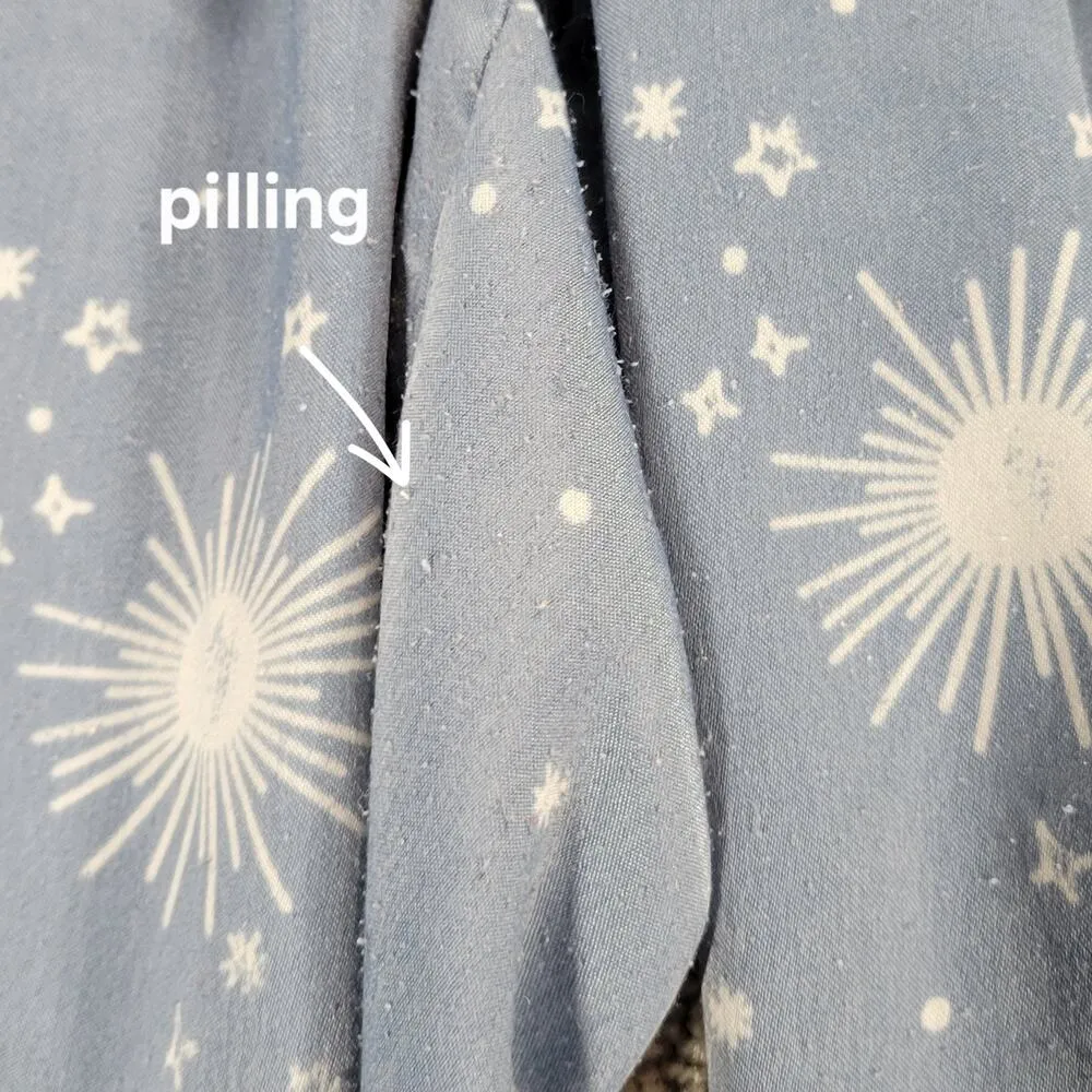 BP Celestial Pajamas Set Womens XS Blue White Sun Stars Moon Pants Button Top - Image 6