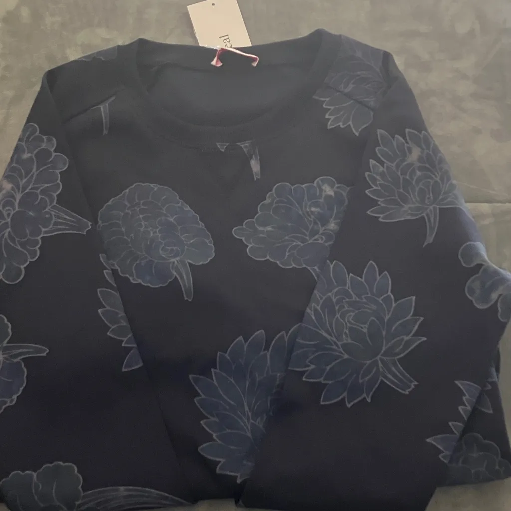 Mauro Grifoni Dark Blue Floral Crewneck Sweater Size XS - Image 5