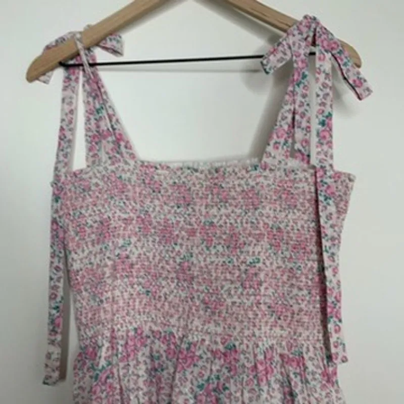 Love Shack Fancy Caressa Maxi Dress Candy Heart Pink Floral Womens New Large - Image 10