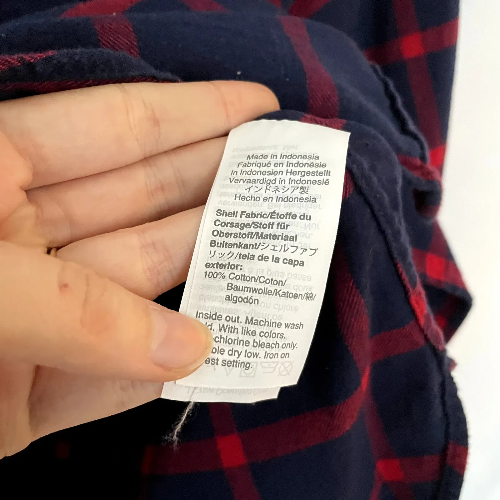 J.Crew classic navy red checkered button down top women's size 12 cotton preppy - Image 4