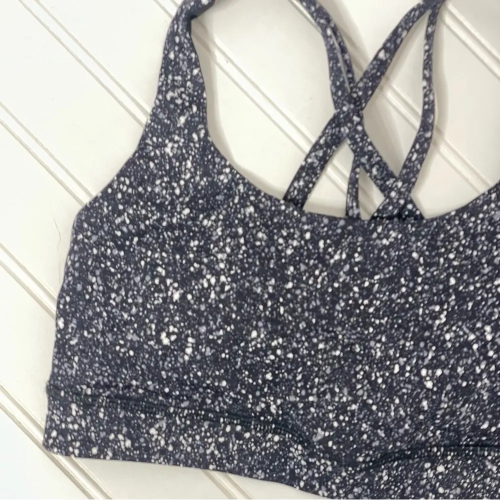 Lululemon Energy Bra Mini Splatter White Black Sz 4 876 - Image 6