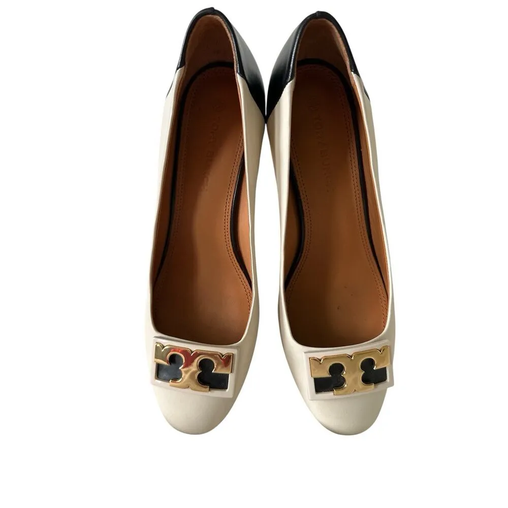 TORY BURCH GIGI ROUNDED-TOE PUMP IN NEW CREAM/PERFECT BLACK Shoes Size 6 - Image 6