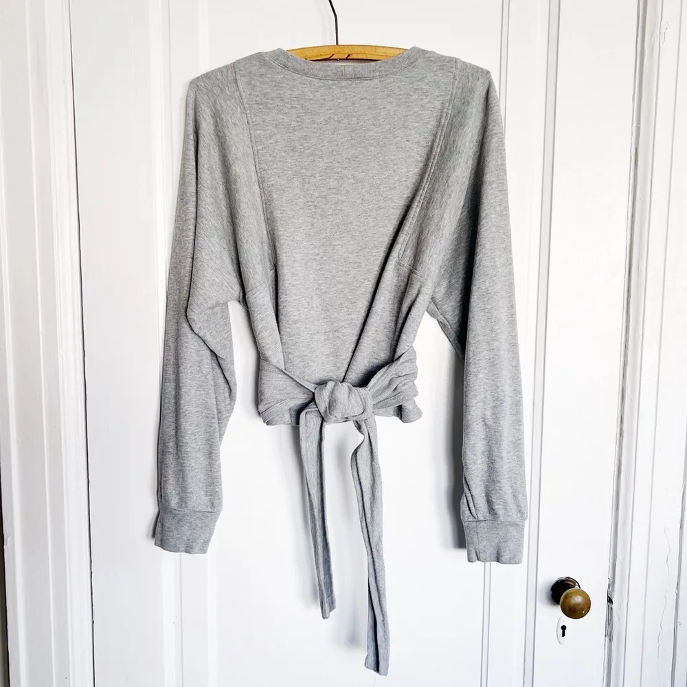ALC • Atlas Tie-Front Sweatshirt grey terry knit dolman sleeve wrap waist - Image 11