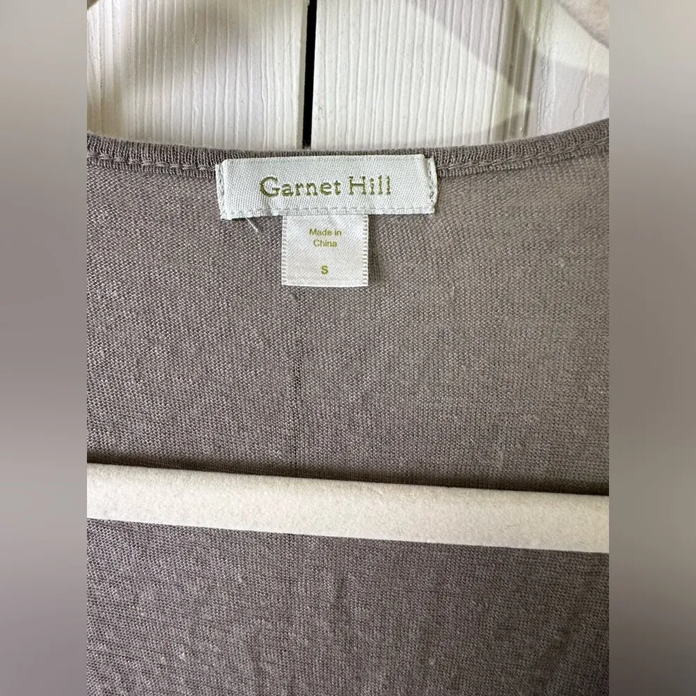 Garnet Hill Dress Womens Small Linen V Neck Peplum Midi Gray lightweight Summer - Image 3
