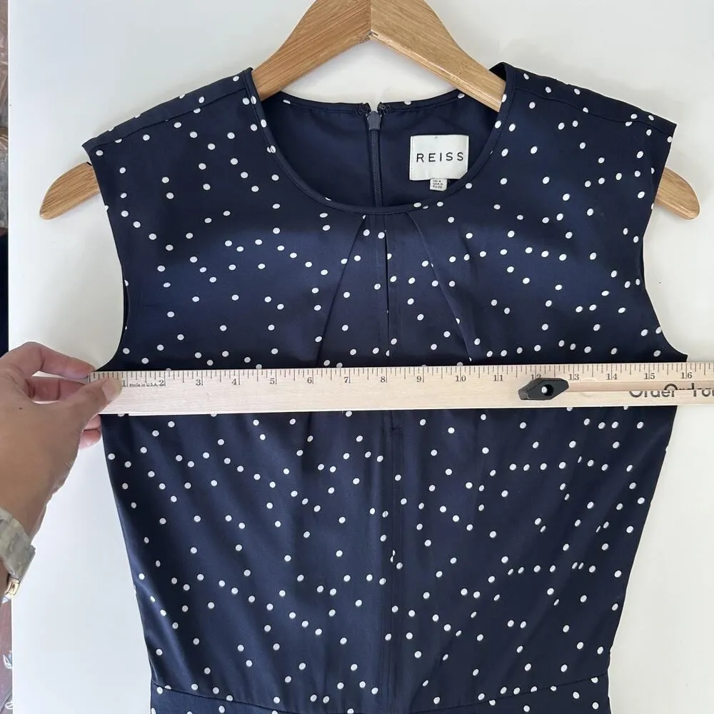 Reiss Jumpsuit Womens 0 Navy Polka Dot Elegant Quiet Luxury Soft Glam Romper - Image 9